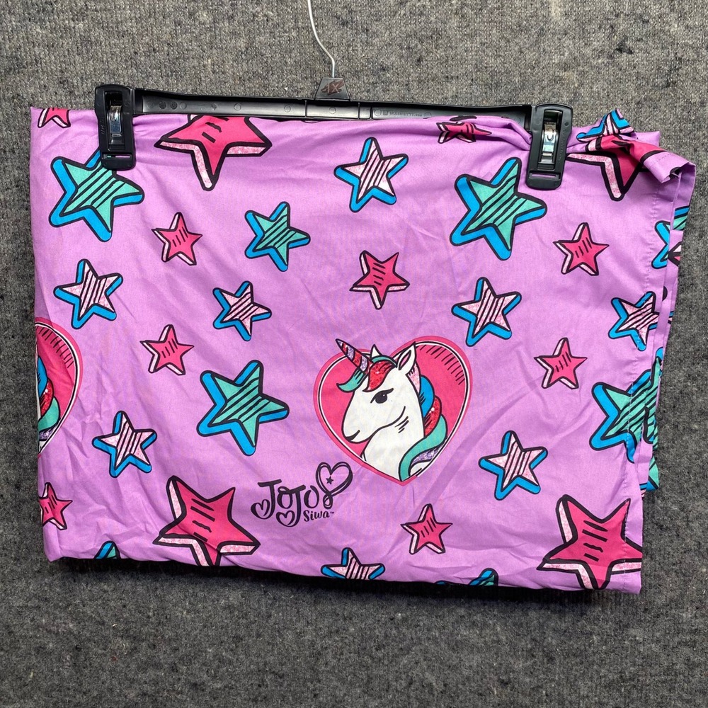JoJo Siwa Purple Unicorn and Stars Print Kids Bed Sheet Pink Heart Flat Full